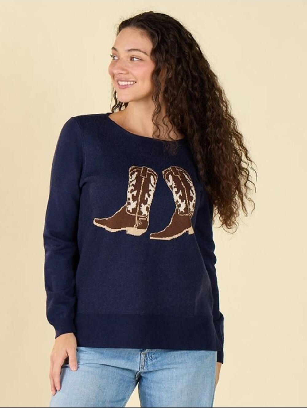 Astrologie cowboy boot sweater-M#103